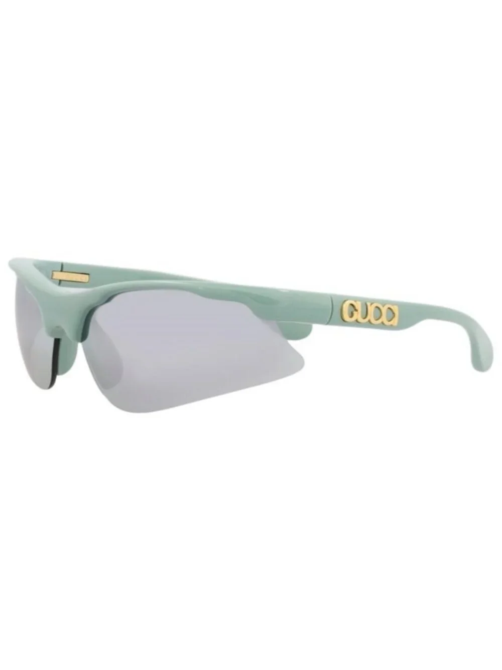 New Gucci Mens Shield/Wrap Green Green Silver Fashion Designer Sunglasses